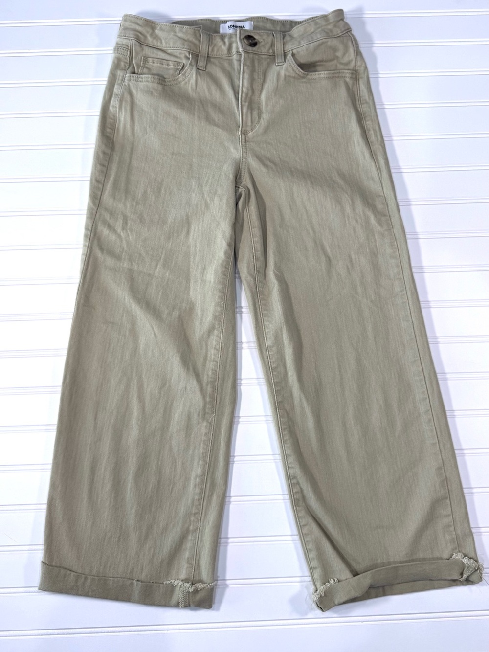 Sonoma Wide-Leg Ankle Pants in Light Olive